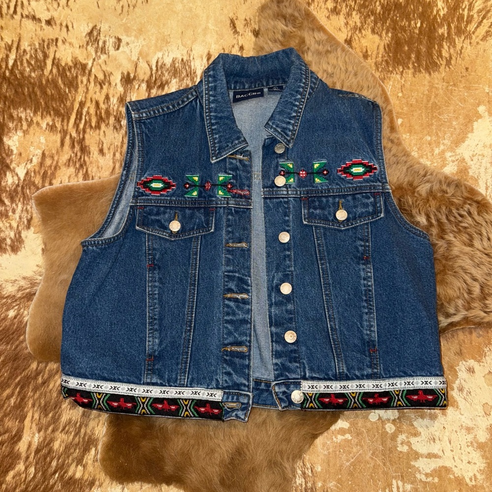 Vintage southwestern denim vest
